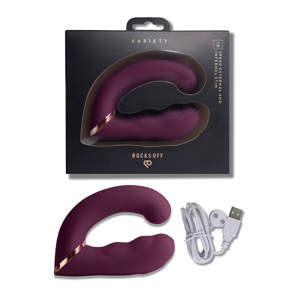 Rocks-Off Variety Rechargeable Wearable Vibrator – Burgundy