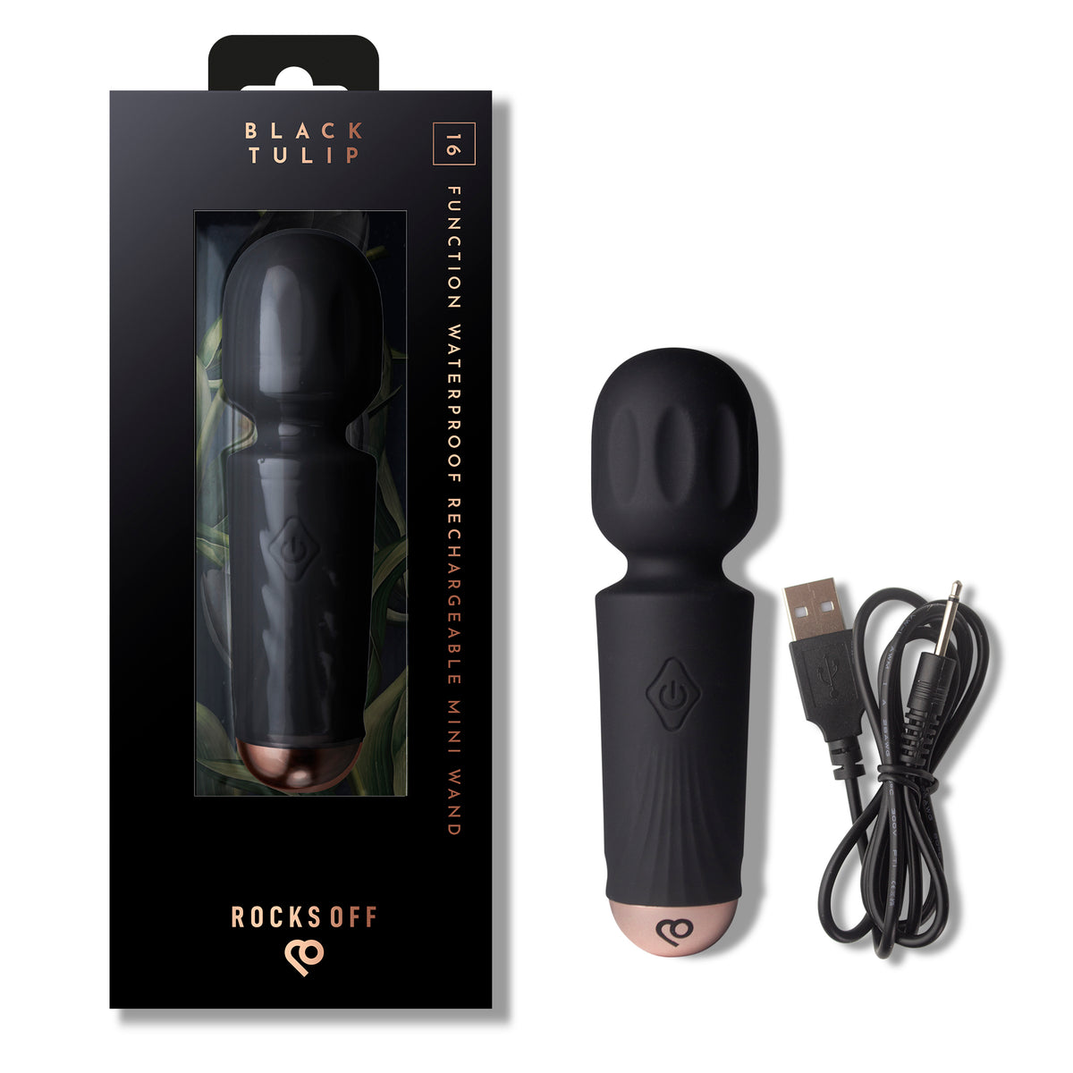 Rocks-Off Rechargeable Mini Wand – Black Tulip