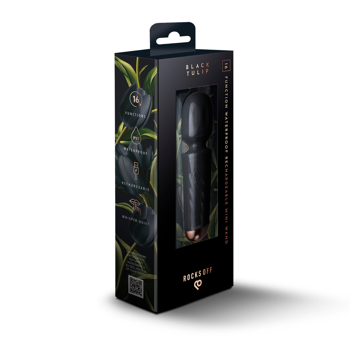 Rocks-Off Rechargeable Mini Wand – Black Tulip