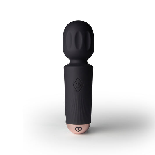 Rocks-Off Rechargeable Mini Wand Vibrator in Black Tulip